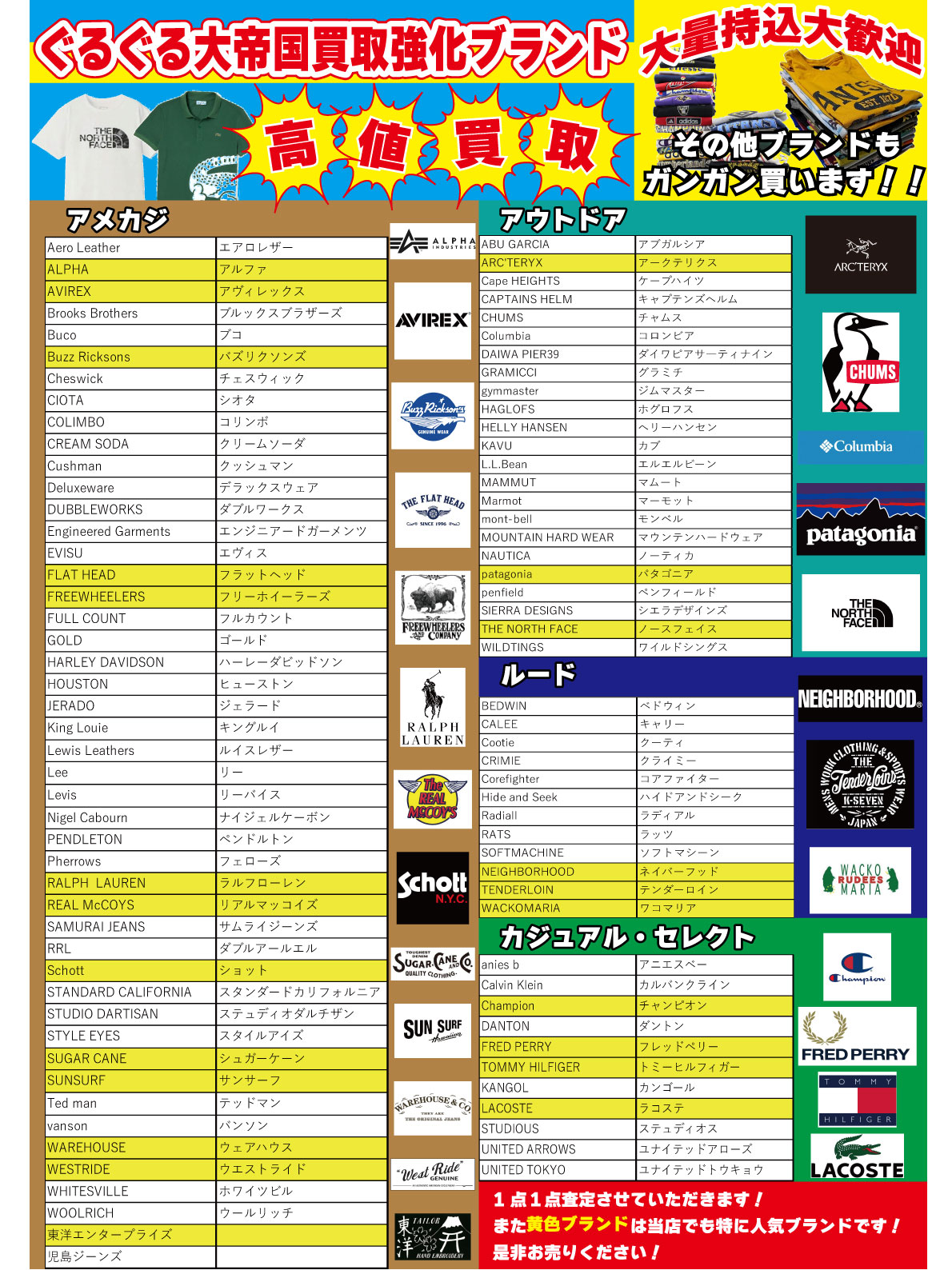 衣料強化買取商品